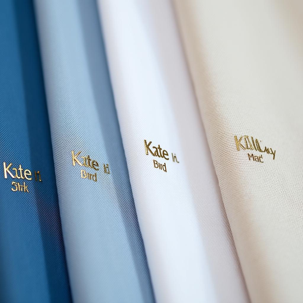Hình ảnh các mẫu vải kate phổ biến trên thị trường như kate silk, kate mỹ, kate ford với màu sắc và hoa văn đa dạng.
