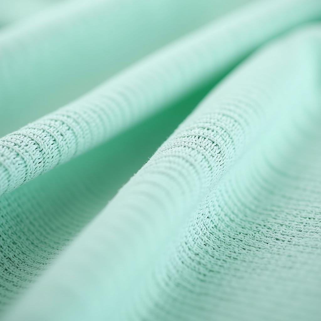 Cận cảnh bề mặt vải trứng với các hạt nhỏ li ti đặc trưng, thể hiện rõ chất liệu vải thun trứng co giãn tốt.