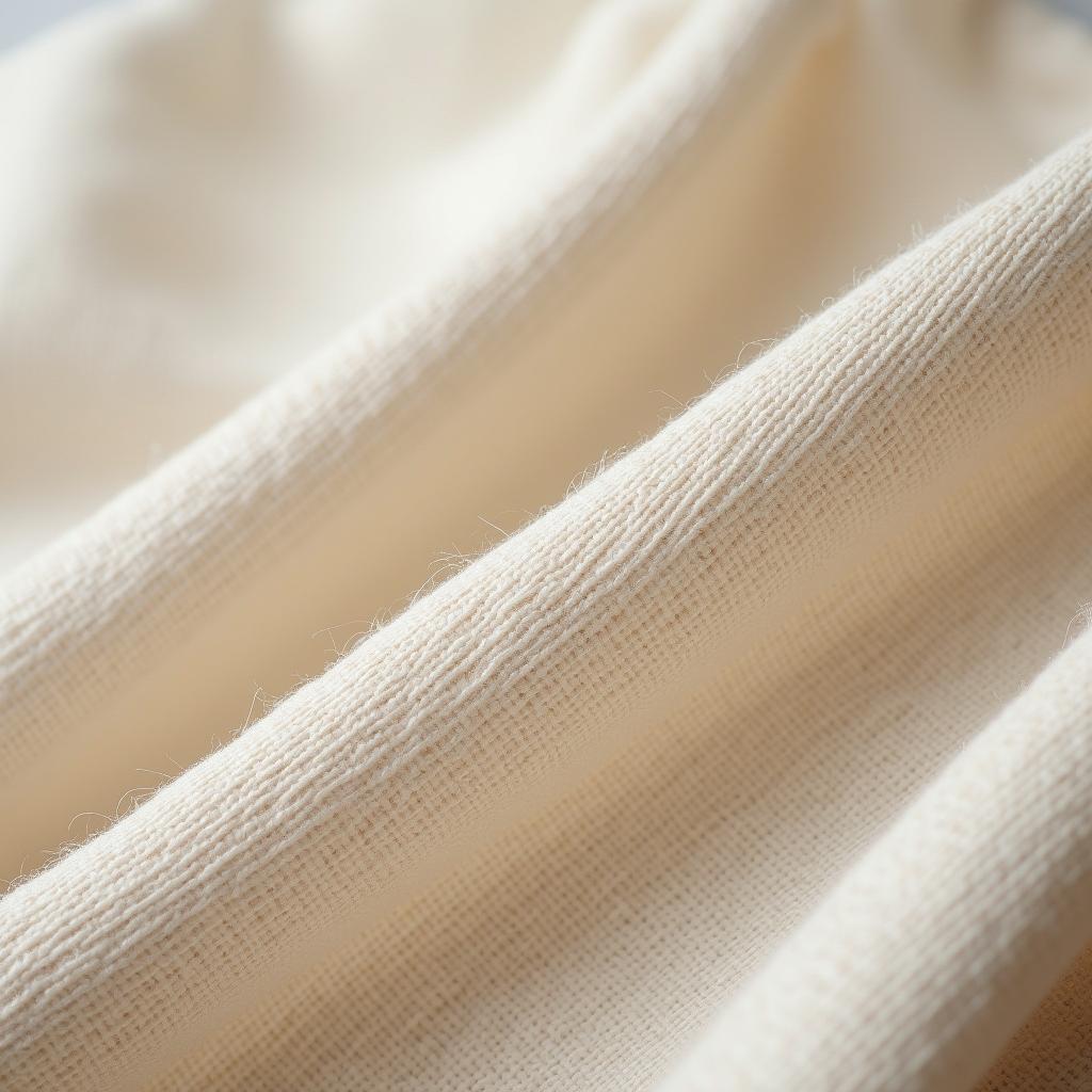 Cận cảnh bề mặt vải lanh tự nhiên màu be với cấu trúc sợi thô đặc trưng thể hiện sự thoáng khí và vẻ đẹp mộc mạc.