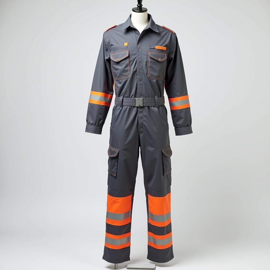 Mẫu đồng phục kỹ sư bảo hộ cao cấp màu ghi xám phối cam của Mende với thiết kế thông minh và chất liệu bền bỉ