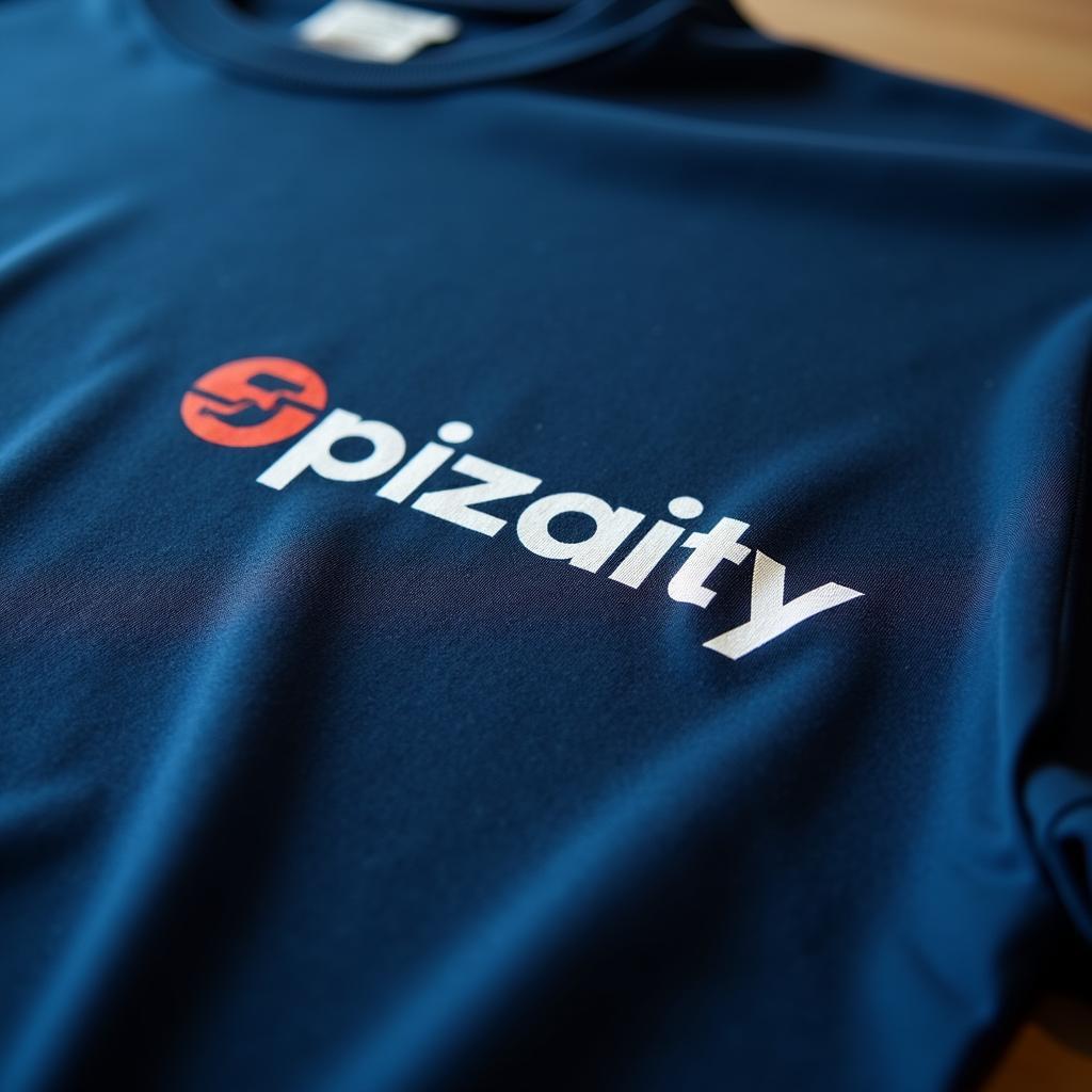 Cận cảnh chất lượng in logo sắc nét, bền màu trên vải thun cao cấp của xưởng may đồng phục đi biển Mende