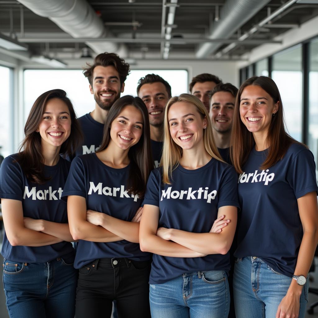 Ao thun đồng phục nhân viên marketing trẻ trung năng động in logo công ty