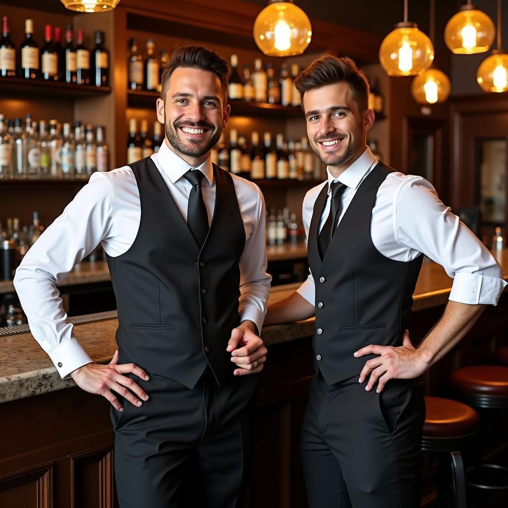 Hình ảnh đồng phục bartender do MenDe sản xuất, chụp tại quán bar nổi tiếng