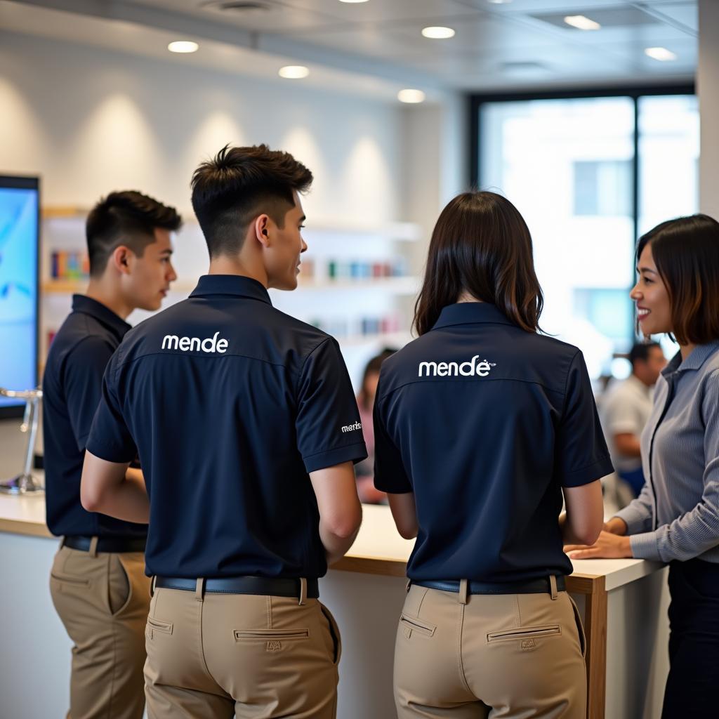 hinh anh thuc te dong phuc nhan vien dien thoai mende