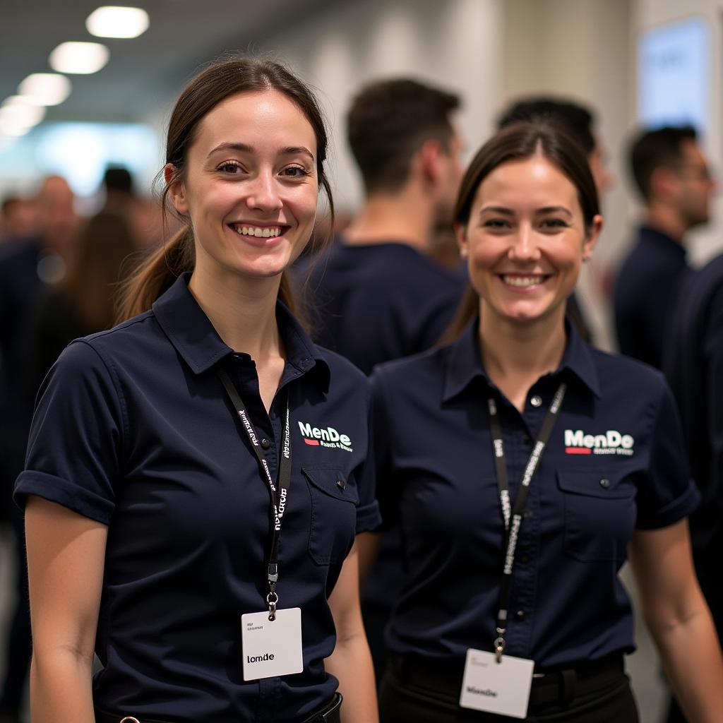 Khách hàng của MenDe mặc đồng phục marketing trong sự kiện